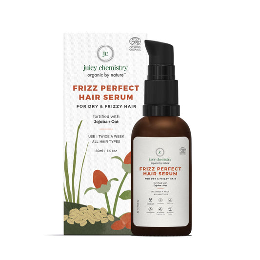 Juicy Chemistry Frizz Perfect Hair Serum, 30 ml | Organic Leave-in Hair Serum for Dry, Frizzy Curly rganic for Men & Women | Cruelty-free & 100% Vegan