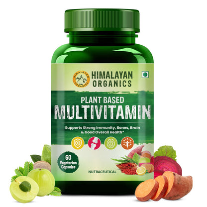 Himalayan Organics Plant Based Multivitamin 60+ Ingredients With Vitamin B1, B2, B3, B5, B6, B7, B9, Joints etc,Good For Men & Women - 60 Veg Capsules