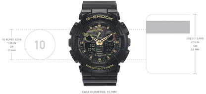 Casio GSHOCK Mens Automatic Watch Analog-Digital Display and Resin Strap GA100CF-1A9, Black