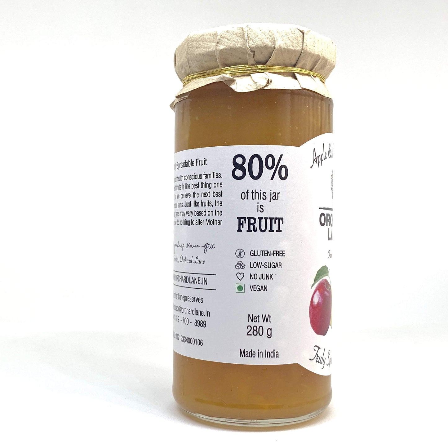 Orchard Lane 80% Fruit - Apple & Pineapple Jam -280 GMS, No preservatives or Chemicals