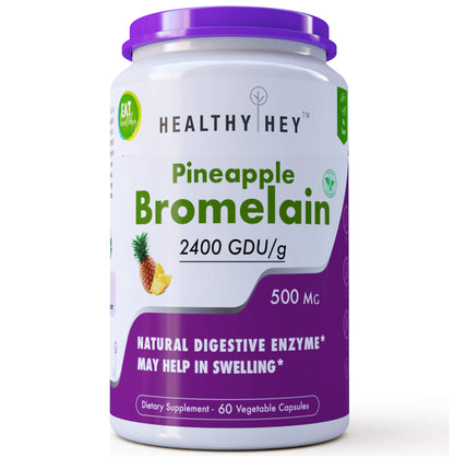 Healthyhey Nutrition Bromelain Digestive Enzyme - 2400 Gdu/G - 500 Mg 60 Veg Caps
