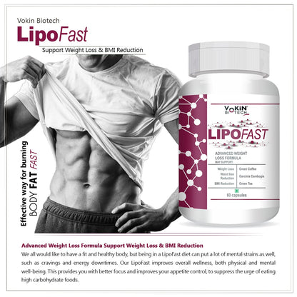 Vokin Biotech LipoFast Advanced Weight Loss Formula Support Weight Loss & BMI Reduction (60 capsules)