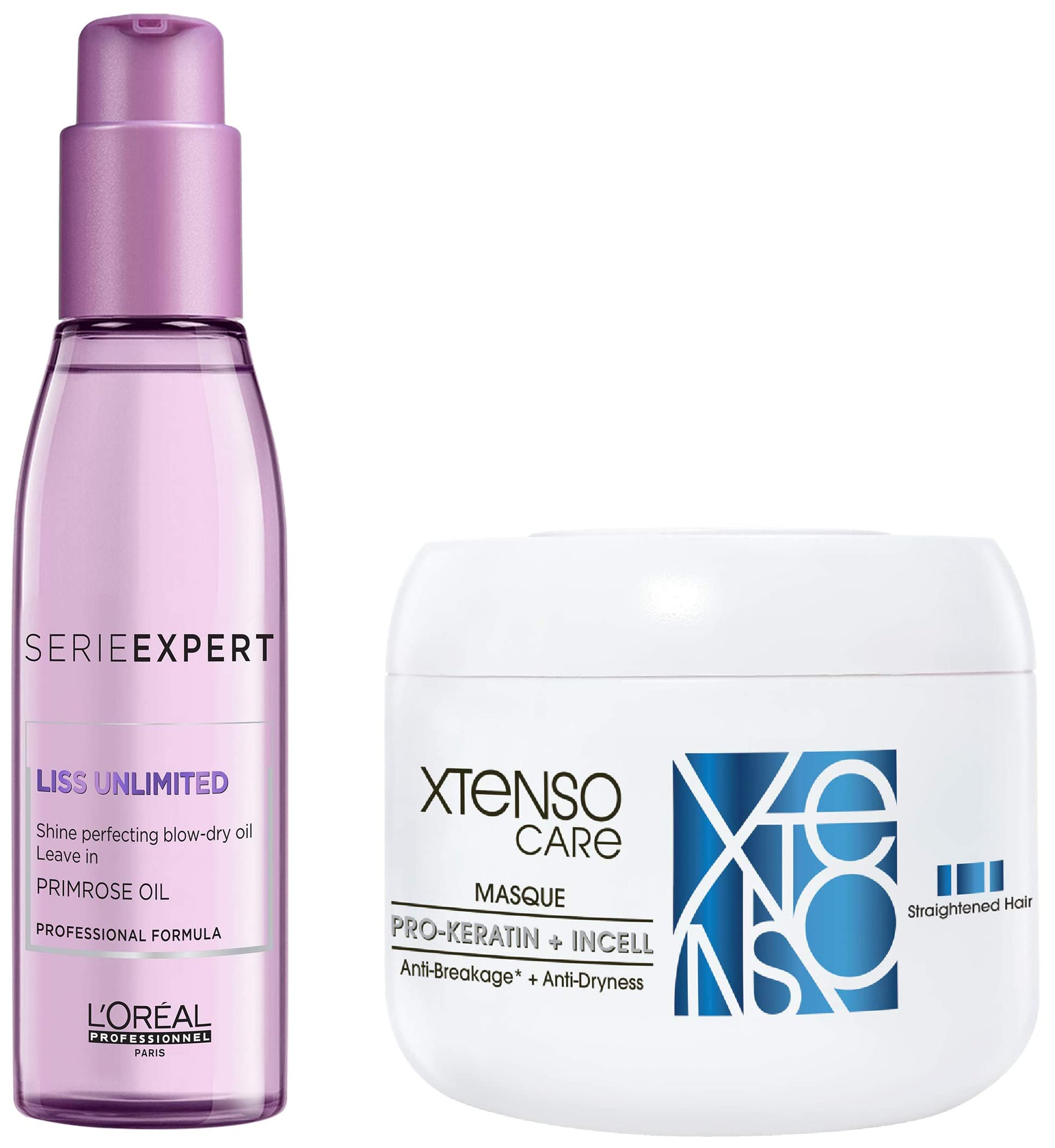 L'Oréal Professionnel Xtenso Care Masque 196 gm, For Straightened Hair & L'Oréal Professionnel Serielimited Blow Dry Serum 125 Ml, For Frizz-Free Hair