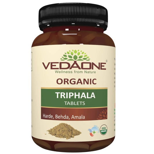 Vedaone USDA Organic Triphala (Amala+Harde+Behda) 750mg - 60 Tablets For Detoxification