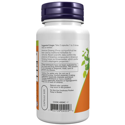 Now Foods, American Ginseng, 500 mg, 100 Veg Capsules