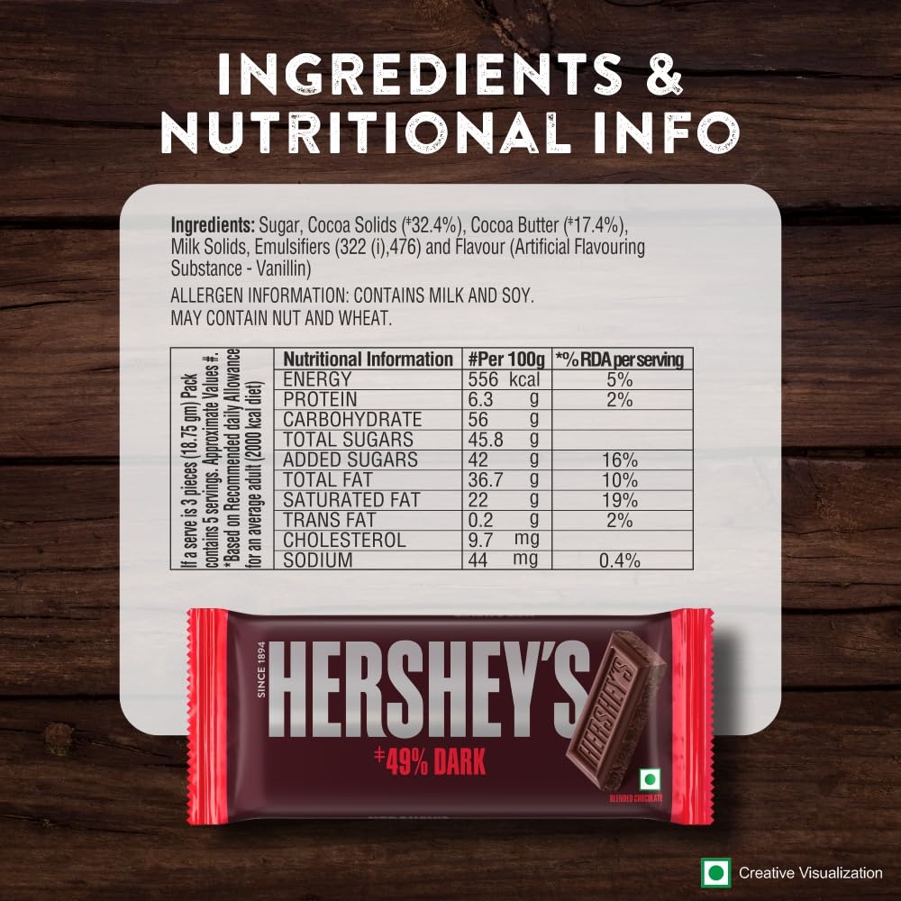 HERSHEY’S Dark Bar | Deliciously Dark Cocoa Rich Chocolate 100g