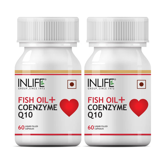 INLIFE Fish Oil Coenzyme Q10 Omega 3 Supplement (Fast Release) - 60 Liquid Filled Capsules (2-Pack)