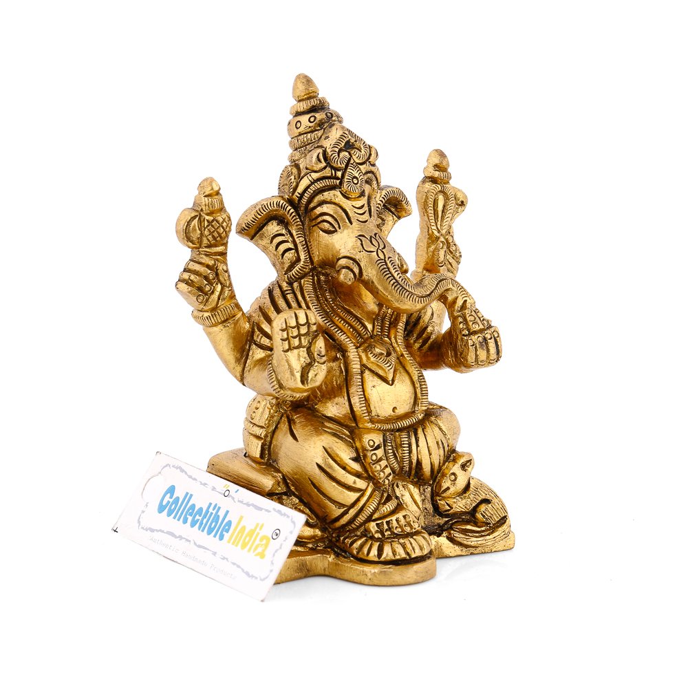 Collectible India Ganesh Ganesha Staute murti Success Lord Idol Sitting Brass Vinayak Figurine Home Decor