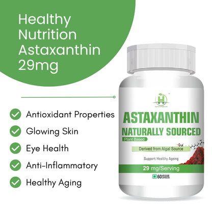 Healthy Nutrition Astaxanthin 29mg - Naturally Sourced from Algae - Healthy Ageing (60 Capsules)