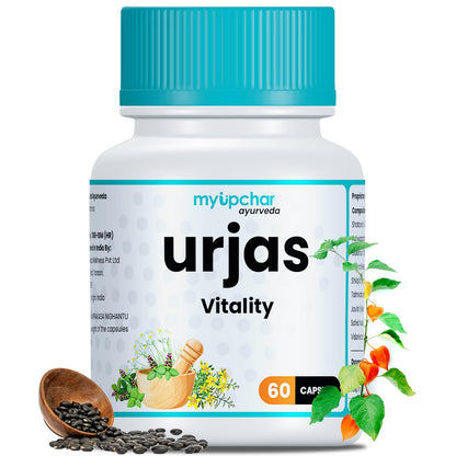 myUpchar Ayurveda Urjas Vitality Capsule For Men | Improves Strength, Stamina & Energy | AshwagandhaSafed Musli, Gokshur & Shjilajit | 60 Veg Capsules