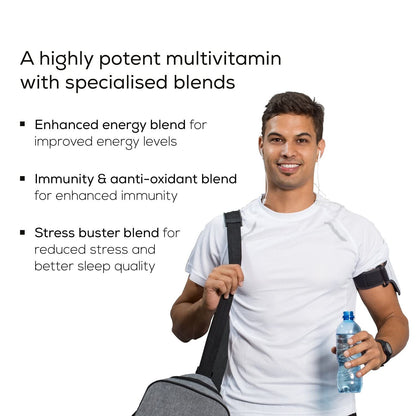 TrueBasics Advanced Multivitamin(60 Tablets), Multivitamin for Men & Women, Energy Blend, Immunity Blinically Researched Ingredients & Herbal Extracts