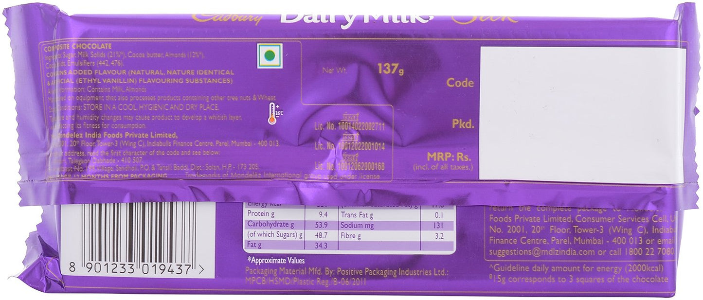 Cadbury Silk Roast Almond, 137 Grams