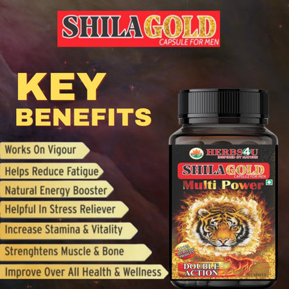 SHILAGOLD Capsules for Men Extra Power Contains 24 Carat Gold and Shilajit Increase Long Performance Stamina