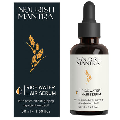 Nourish Mantra Anti-Greying Rice Water Serum with Rice Water, Arcolys & Fenugreek Extract/Effective r Aging Signs/For Men & Women/All Hair Types(50ml)