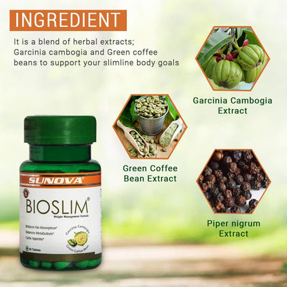 SUNOVA Bioslim- Weight Management Formula | Made up of Garcinia Cambogia and Green Coffee Bean Extracts – 60 Tablets x Pack of 12