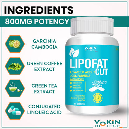 Vokin Biotech Lipofat Cut Advanced Weight Loss Formula Support Weight Loss & BMI Reduction (60 capsules)