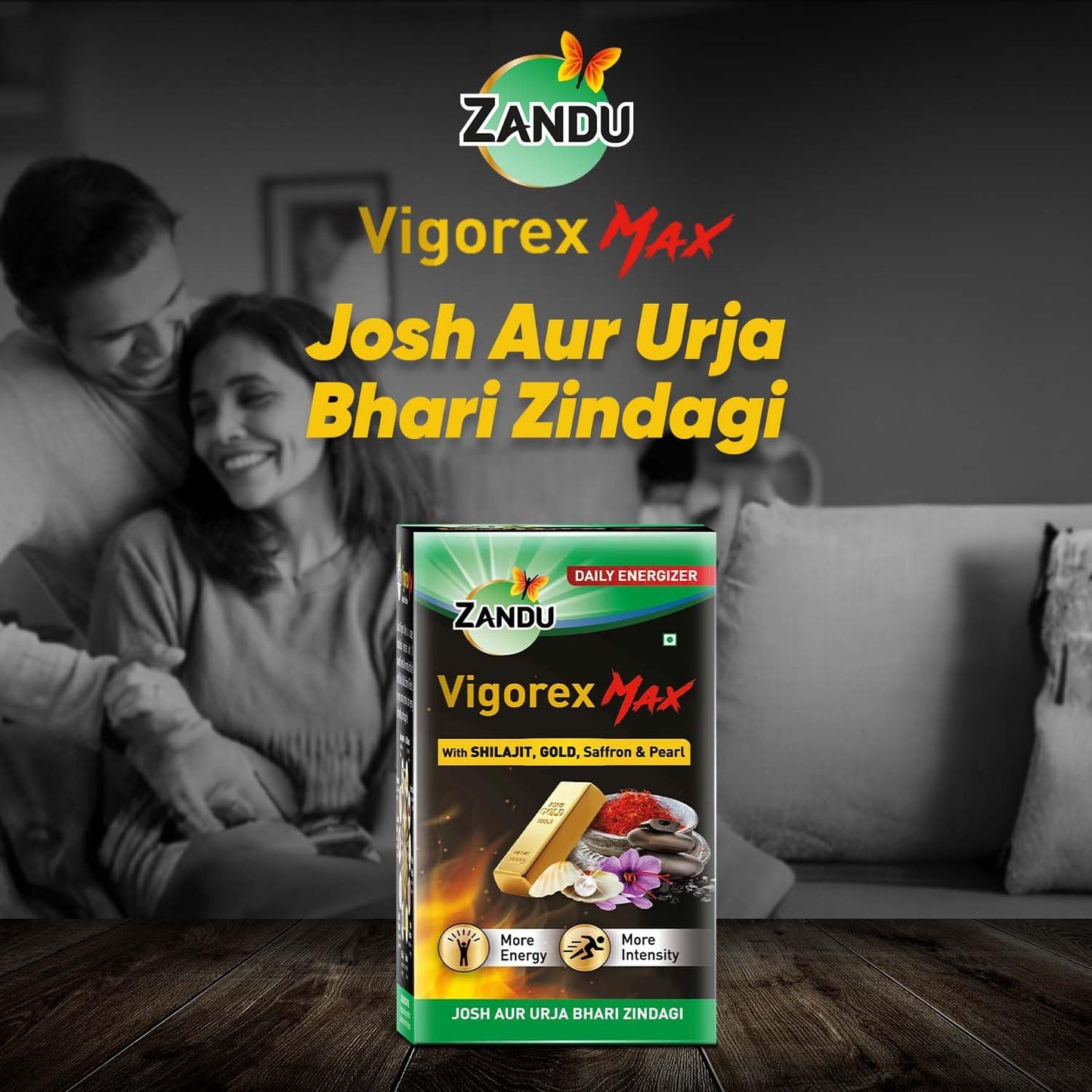 Zandu Vigorex MAX, 20 caps, enriched with Shilajit, Gold, Saffron, Pearl and Ashwagandha for intensity and energy