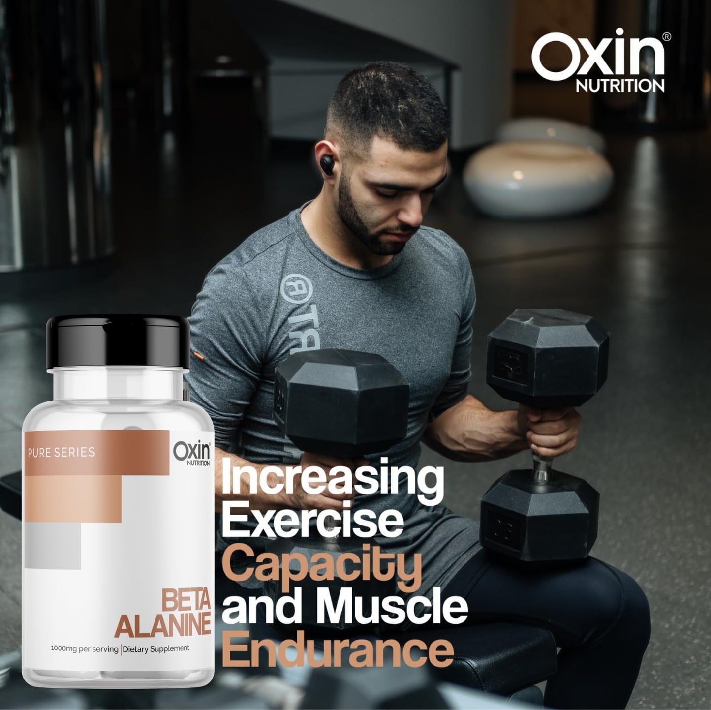 Oxin Nutrition Beta Alanine 1000mg Capsules Pure Series Imported Beta Alanine (120 Capsules)