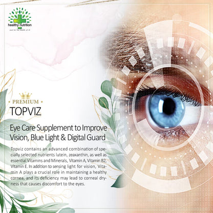 Healthy Nutrition - Just for the Health of it Topviz (50 mg) Eye Care Supplement with Lutein and Zea, Blue light & Digital Gaurd 60 Vegetarian Tablets