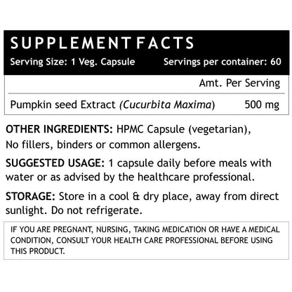 Inlife Pumpkin Seed Extract Supplement (500 mg) - 60 Vegetarian Capsules