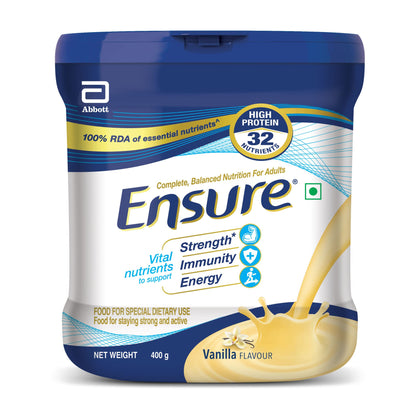 Ensure- Complete Nutrition for Adults with High Protein and 11 immunity nutrients- 400 gm Jar (Vanilla Flavour)