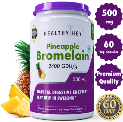 Healthyhey Nutrition Bromelain Digestive Enzyme - 2400 Gdu/G - 500 Mg 60 Veg Caps