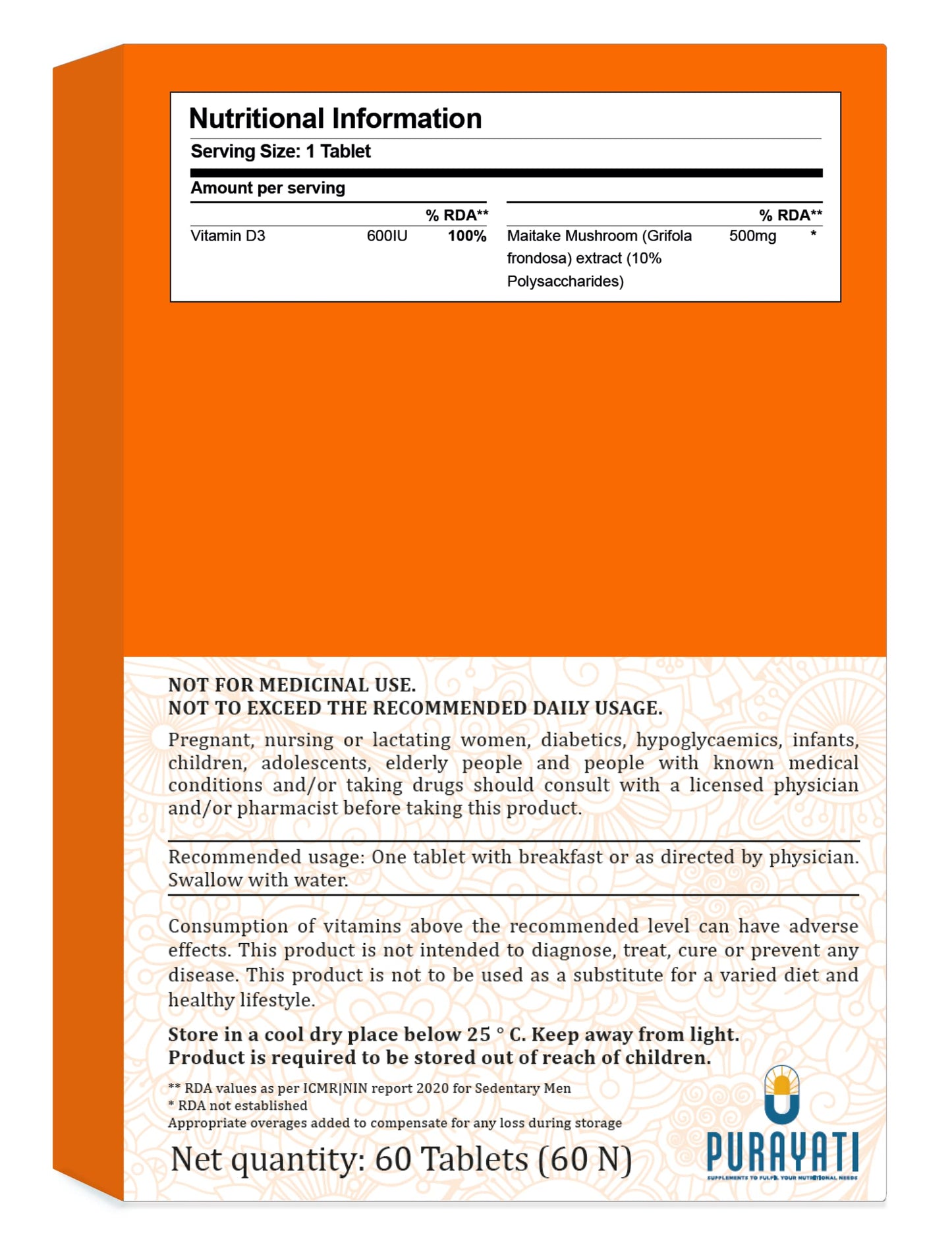 Vitamin D3 Supplement(60 Tablets)