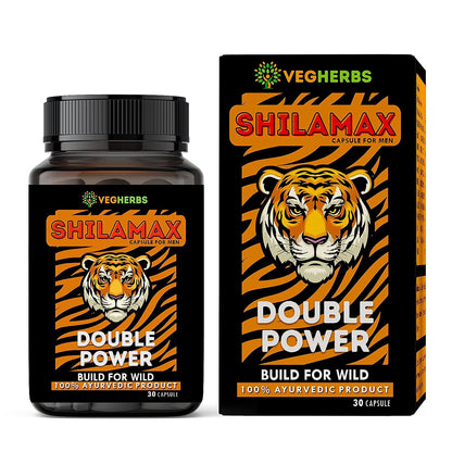 VegHerbs Shilamax Capsules and Power Up Oil for Men | Double Power & Long Time Ayurvedic Product 30 Caps and 15ml Dropper