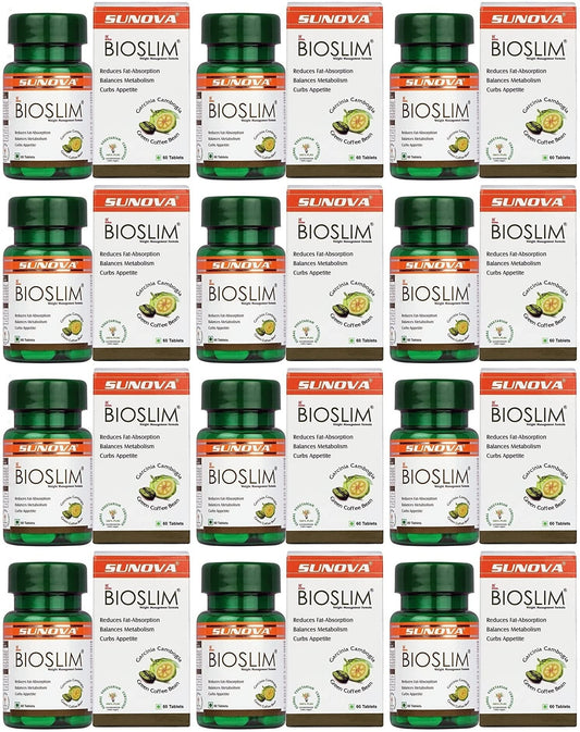 SUNOVA Bioslim- Weight Management Formula | Made up of Garcinia Cambogia and Green Coffee Bean Extracts – 60 Tablets x Pack of 12