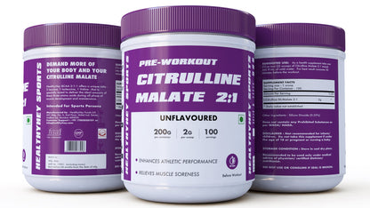 HealthyHey Sports Citrulline Malate 2:1-200 g, 100 Servings (Unflavoured)