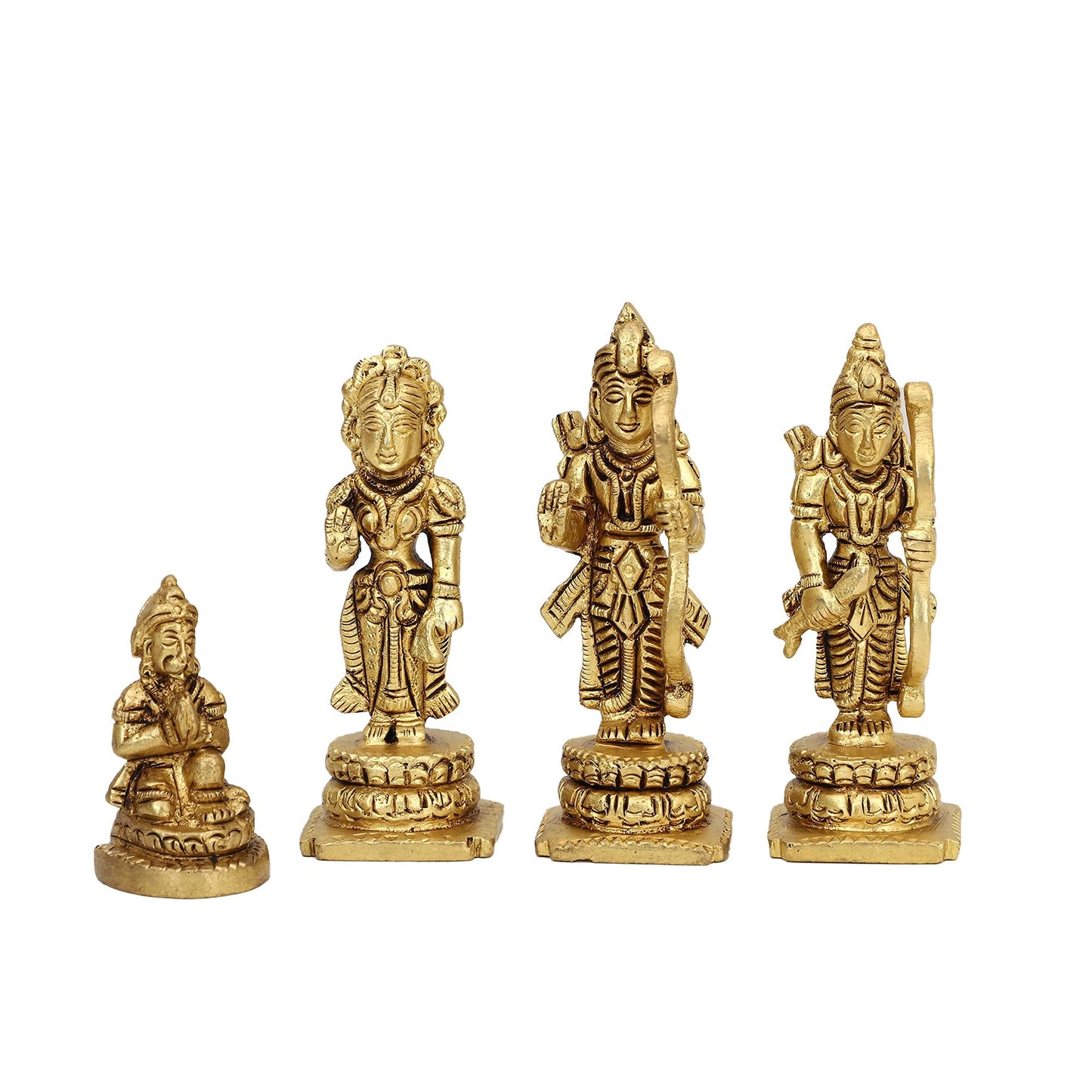 Brass Ram Darbar Hindu God Statue Bhagwan Ram Sita Lakshman Hanuman Ji Idol for Diwali Festival (4 inches, 450g)