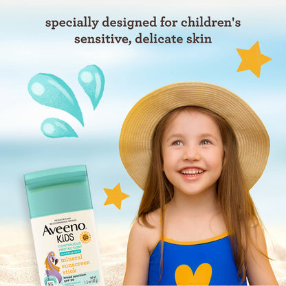 Aveeno Kids Continuous Protection Mineral Sunscreen Stick SPF 50, 42g