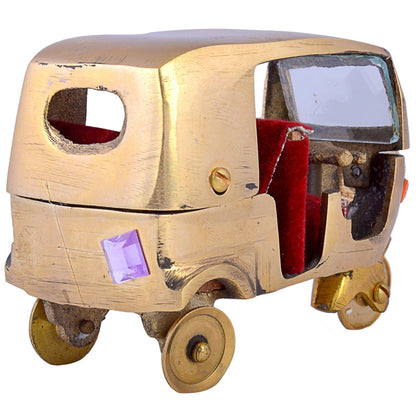 DreamKraft Brass Decorative Antique Passenger Tempo Model Auto Rickshaw for Gift and Decoration Purpose ( Size 10 x 7 x 6 cm )