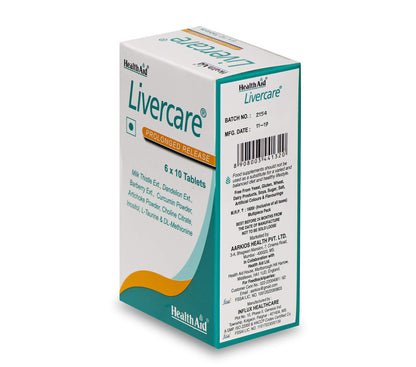 Health Aid Livercare - 240 Tablets | Milk Thistle Ext., Dandelion Ext, Barberry Ext., Turmeric Powdeholine Citrate, Inositol, L-Taurine, DL-Methionine