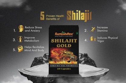 Ramoshdhee Shilajit Gold 60 Capsules | Boosts Stamina In 2 Weeks | Enhance Strength Immunity