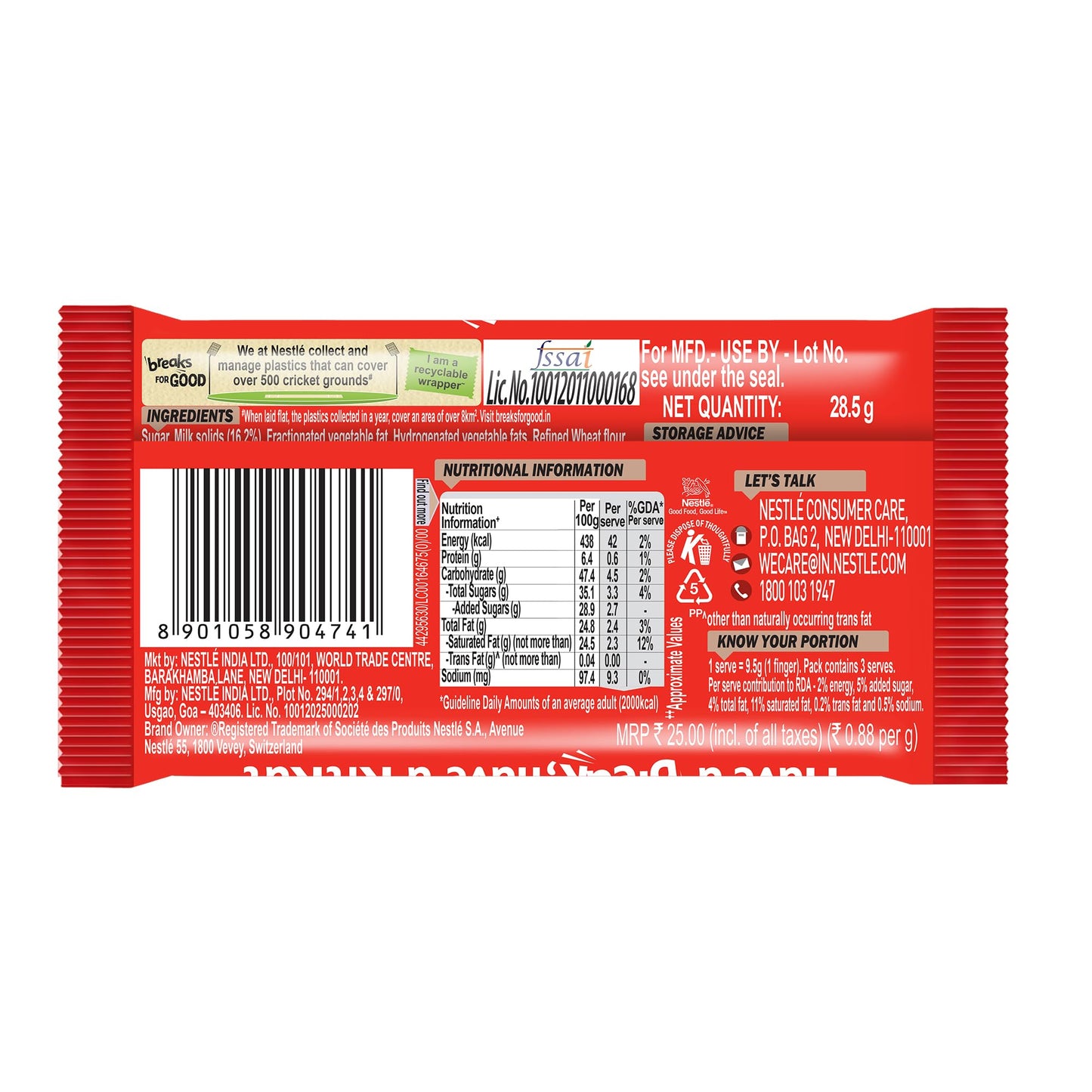 Nestlé Kitkat Bars 28.5g- 3 Fingers