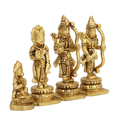 Brass Ram Darbar Hindu God Statue Bhagwan Ram Sita Lakshman Hanuman Ji Idol for Diwali Festival (4 inches, 450g)