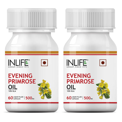 INLIFE Evening Primrose Oil Extra Virgin Cold Pressed, 500 mg - 60 Capsules (2-pack)