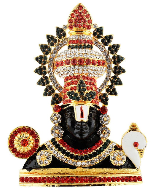 Tirupati Balaji Idol Lord Venkateswara Idol (B-186) Black Color Metal Statue for Home Décor Car Dashboard Mandir Murti Showpiece