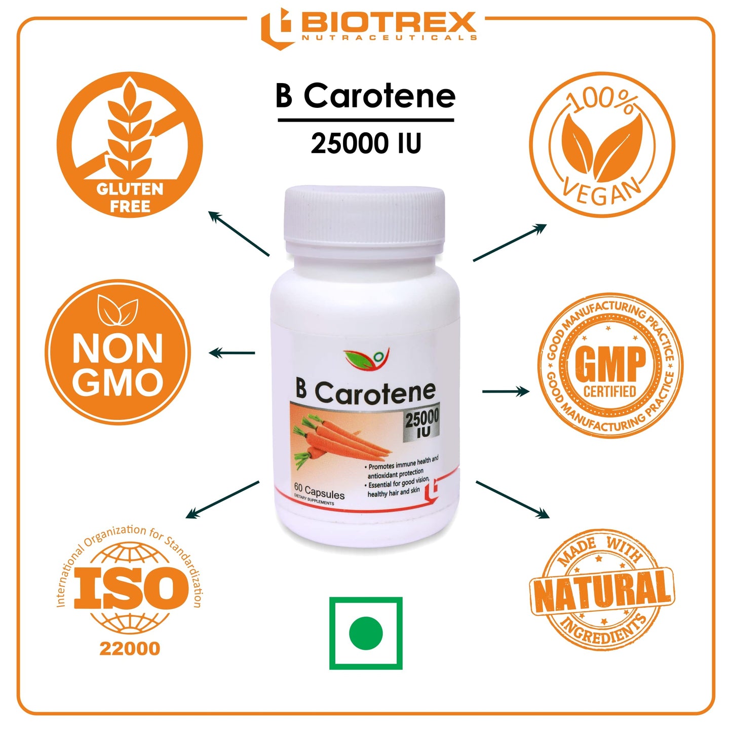 Biotrex Nutraceuticals Beta Carotene 25000Iu - 60 Capsules