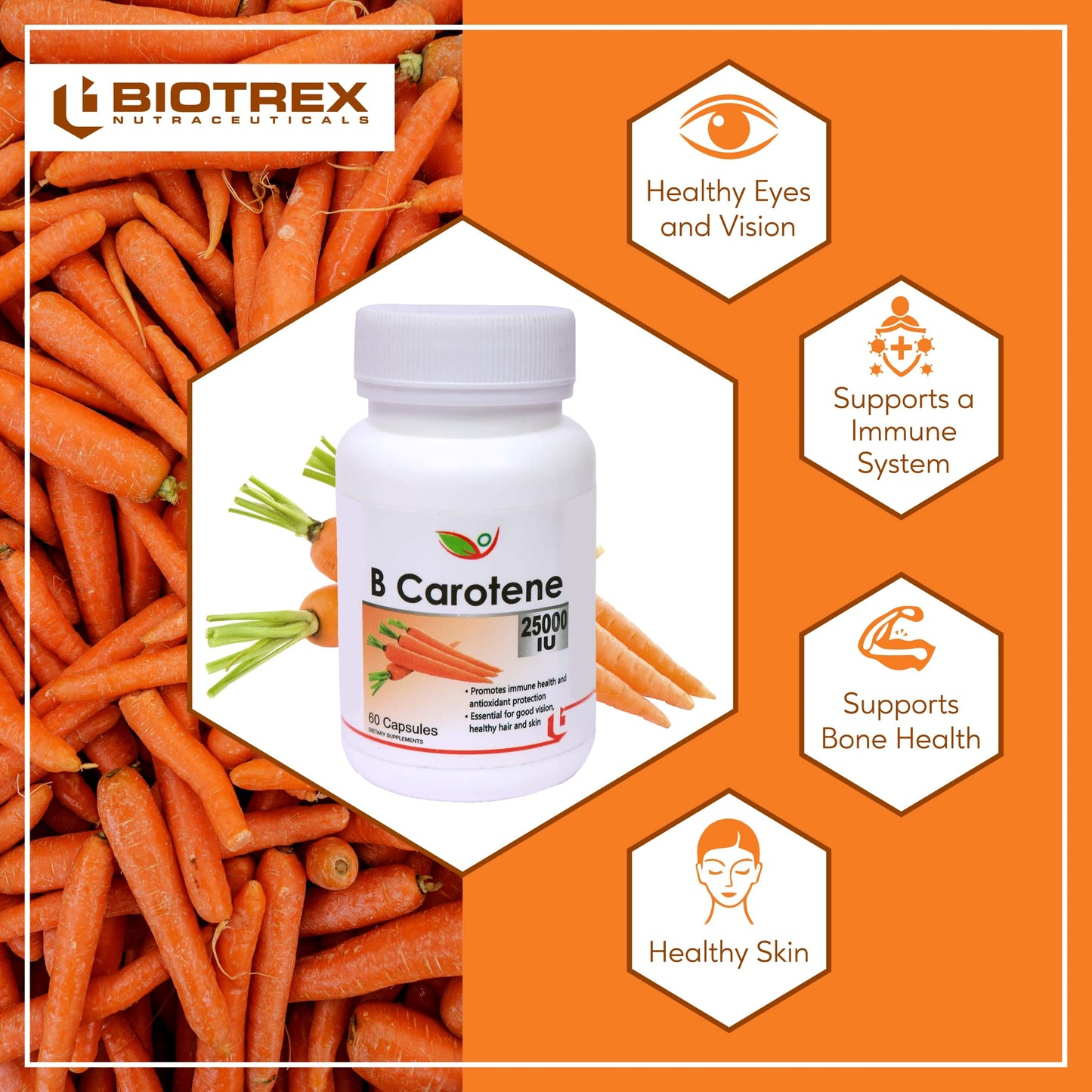 Biotrex Nutraceuticals Beta Carotene 25000Iu - 60 Capsules