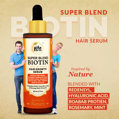 The Indie Earth Rosemary Mint Biotin Hair Serum Formulated With Biotin, Hyaluronic Acid, Baobab Proty, Mint & Other 22+ Natural Herbs & Extracts 60 ml