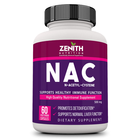 Zenith Nutrition NAC (N-Acetyl L-Cysteine) Lungs & Respiratory Support | Liver & Antioxidant Support 500mg - 60 Veg Capsules