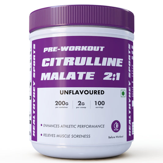 HealthyHey Sports Citrulline Malate 2:1-200 g, 100 Servings (Unflavoured)