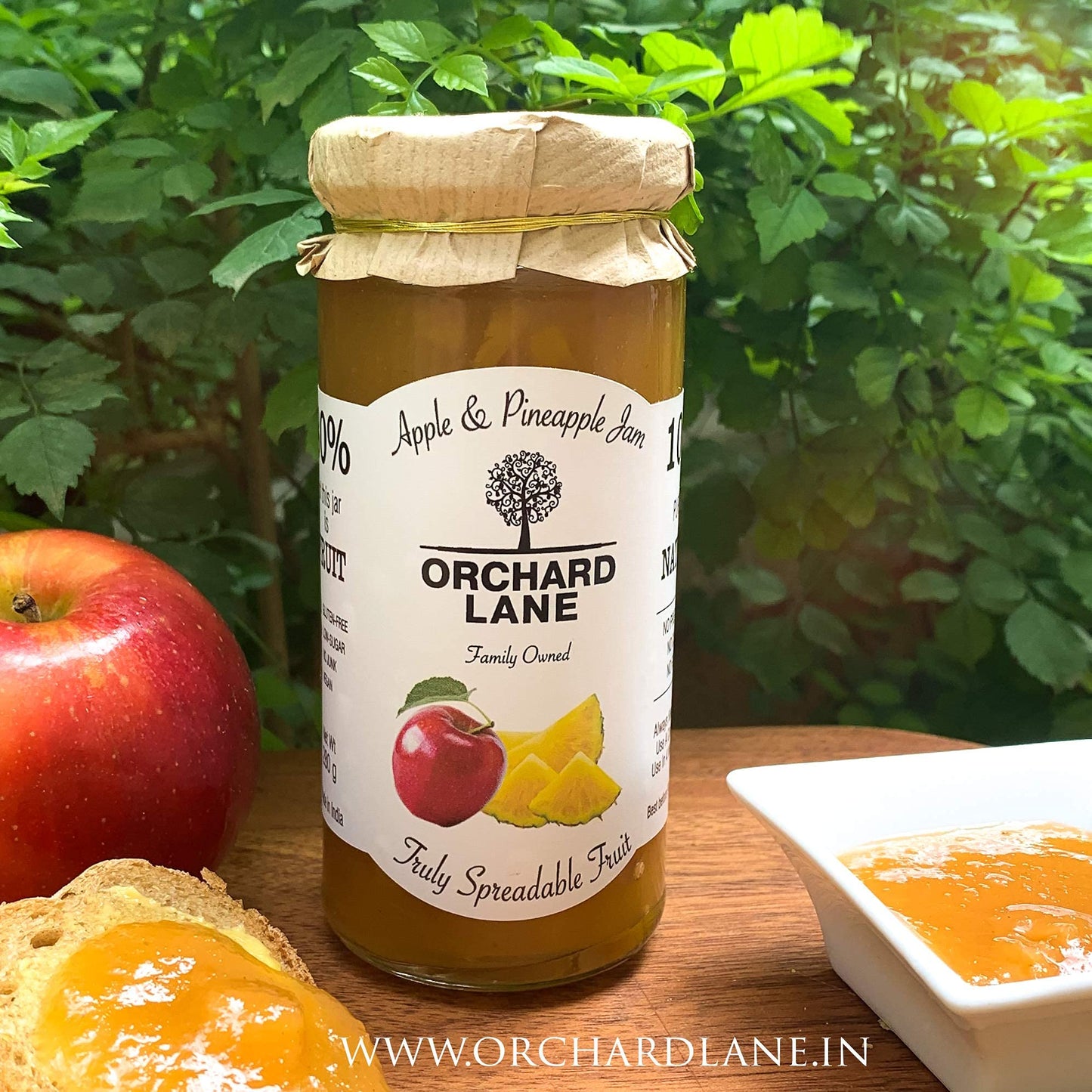 Orchard Lane 80% Fruit - Apple & Pineapple Jam -280 GMS, No preservatives or Chemicals