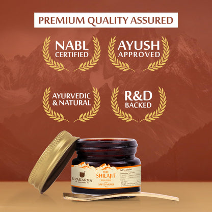 UPAKARMA Ayurveda 100% Ayurvedic, Original & Pure Shilajit/Shilajeet Resin Form with Safed Musli - 10g