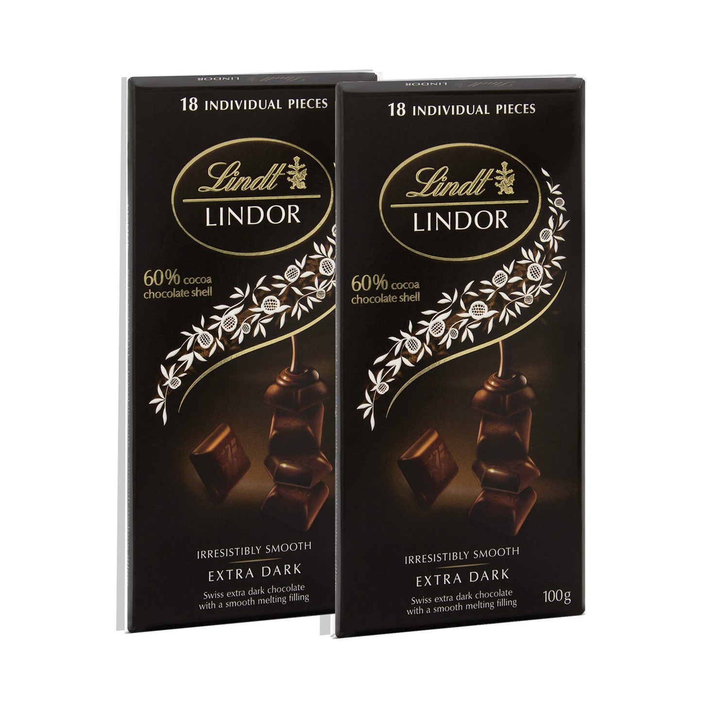 Lindt Lindor Irresistibly Smooth Extra Dark Chocolate, 100gm - (Pack of 2)