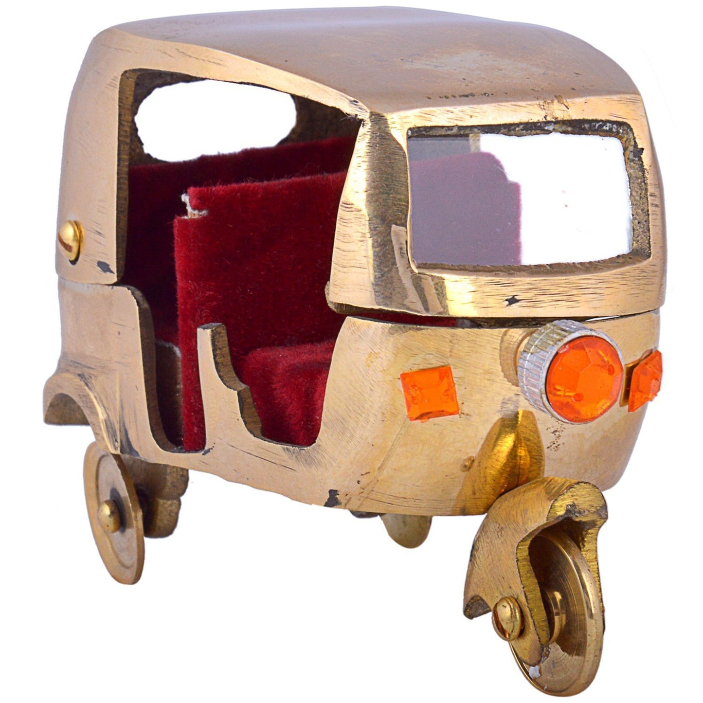 DreamKraft Brass Decorative Antique Passenger Tempo Model Auto Rickshaw for Gift and Decoration Purpose ( Size 10 x 7 x 6 cm )