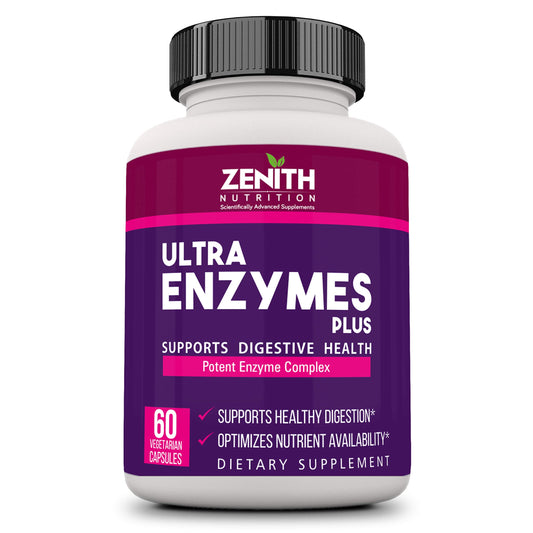 Zenith Nutrition Ultra Enzymes Plus, Supports Healthy Digestion â,Pack Of 60 veg capsules | Superior Enzyme Complex