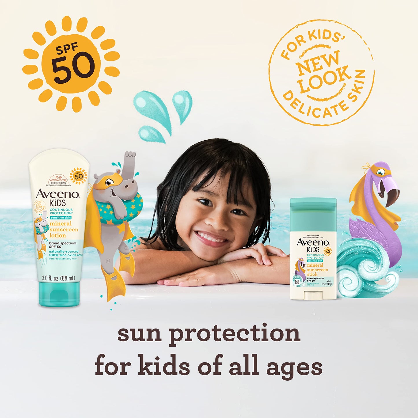 Aveeno Kids Continuous Protection Mineral Sunscreen Stick SPF 50, 42g